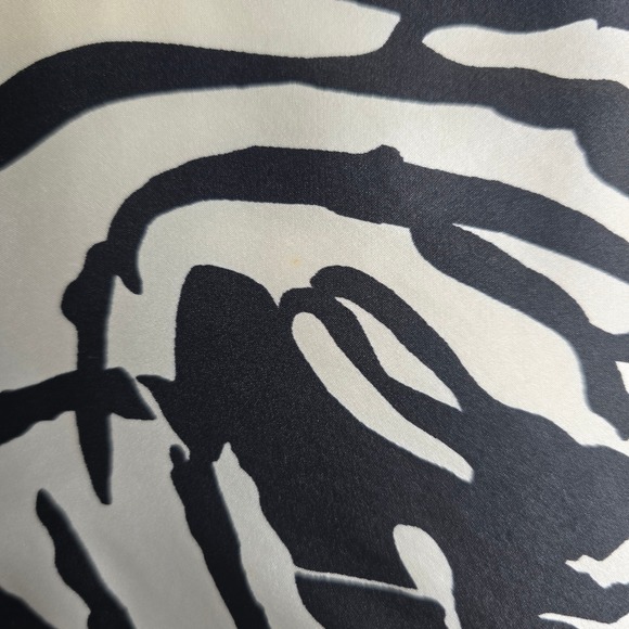 Vintage Cache Floral Print Dress Abstract Black White Pink Tie Waist‎ Midi - Picture 7 of 11